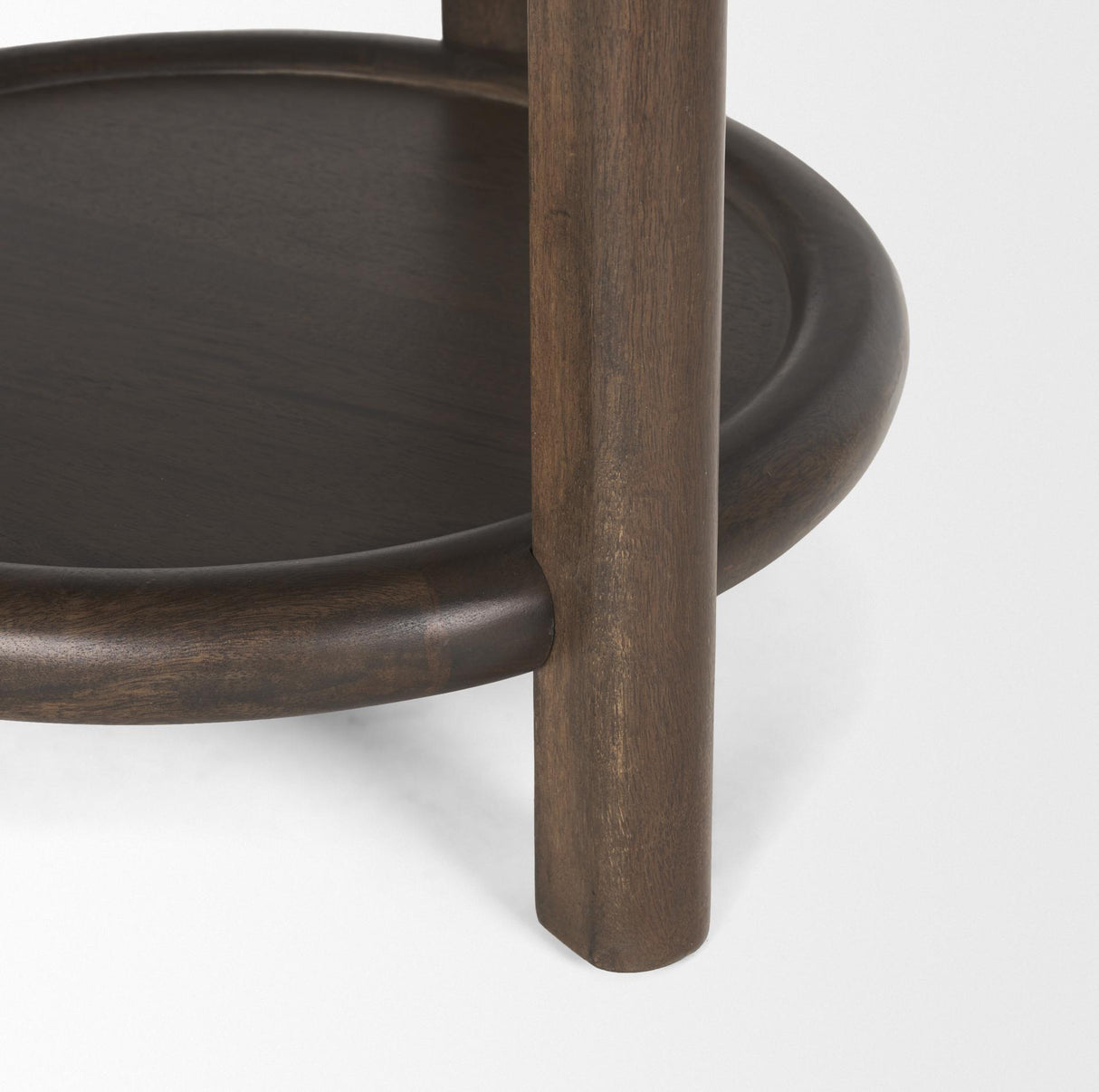 Mercana Romi Dark Brown Wood w/ Bottom Shelf Round Accent Table