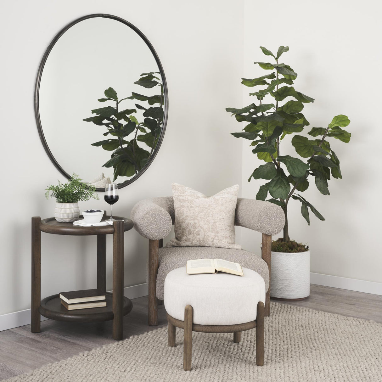 Mercana Romi Dark Brown Wood w/ Bottom Shelf Round Accent Table