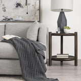 Mercana Romi Dark Brown Wood w/ Bottom Shelf Round Accent Table
