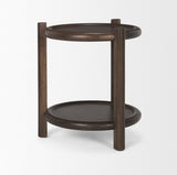 Mercana Romi Dark Brown Wood w/ Bottom Shelf Round Accent Table