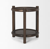 Mercana Romi Dark Brown Wood w/ Bottom Shelf Round Accent Table