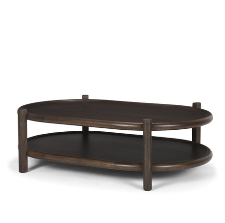 Mercana Romi Dark Brown Wood w/ Bottom Shelf Oval Coffee Table
