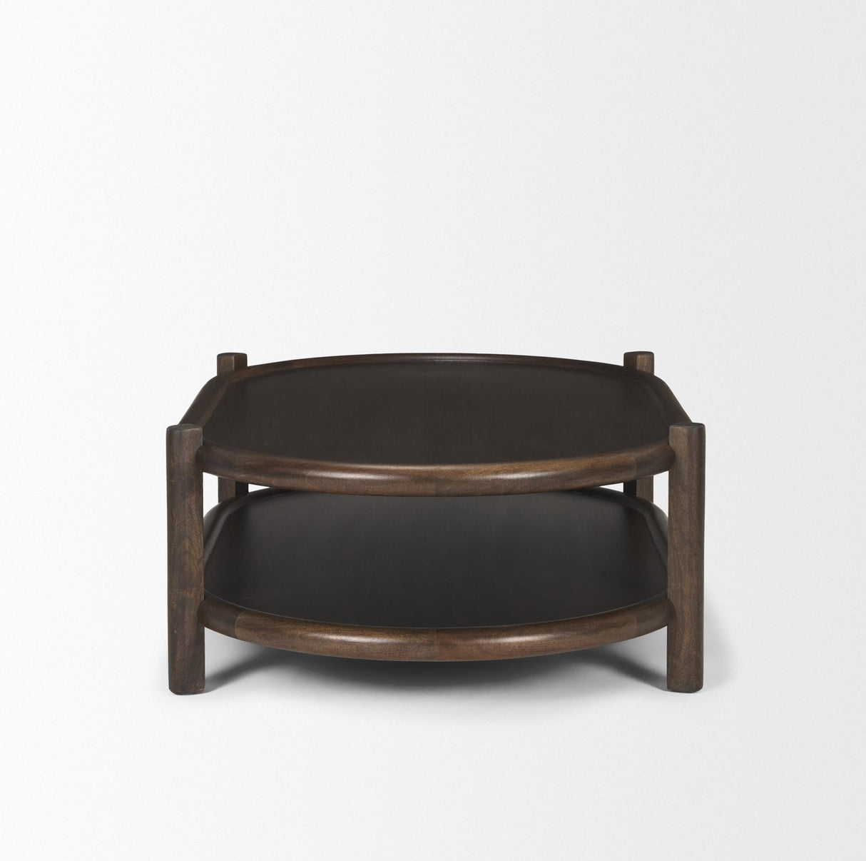 Mercana Romi Dark Brown Wood w/ Bottom Shelf Oval Coffee Table