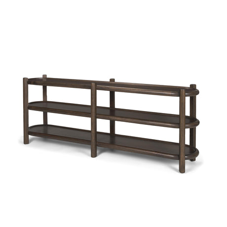 Mercana Romi Dark Brown Wood w/ 3 Shelves Oval Console Table