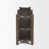 Mercana Romi Dark Brown Wood w/ 3 Shelves Oval Console Table