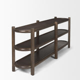 Mercana Romi Dark Brown Wood w/ 3 Shelves Oval Console Table