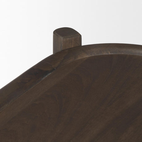 Mercana Romi Dark Brown Wood w/ 3 Shelves Oval Console Table