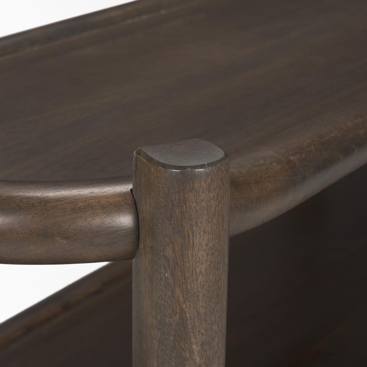 Mercana Romi Dark Brown Wood w/ 3 Shelves Oval Console Table