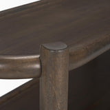 Mercana Romi Dark Brown Wood w/ 3 Shelves Oval Console Table