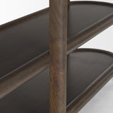 Mercana Romi Dark Brown Wood w/ 3 Shelves Oval Console Table