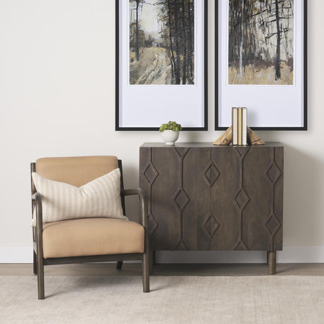 Mercana Heera Dark Brown Diamond Motif w/ Shelf Accent Cabinet