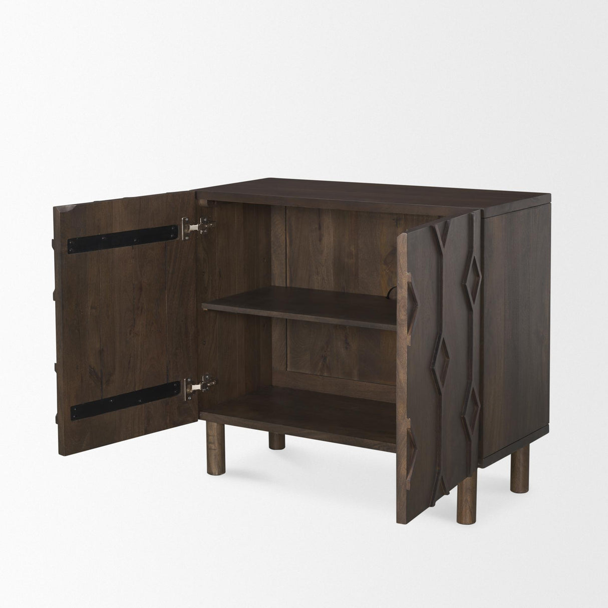 Mercana Heera Dark Brown Diamond Motif w/ Shelf Accent Cabinet