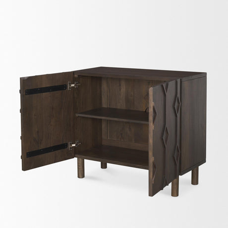 Mercana Heera Dark Brown Diamond Motif w/ Shelf Accent Cabinet