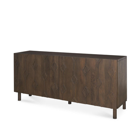 Mercana Heera Dark Brown Diamond Motif w/ Shelf Sideboard