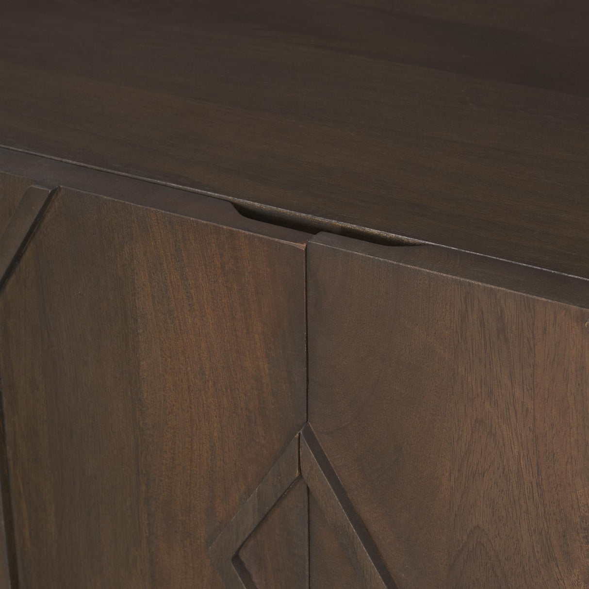Mercana Heera Dark Brown Diamond Motif w/ Shelf Sideboard