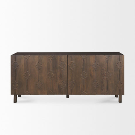 Mercana Heera Dark Brown Diamond Motif w/ Shelf Sideboard