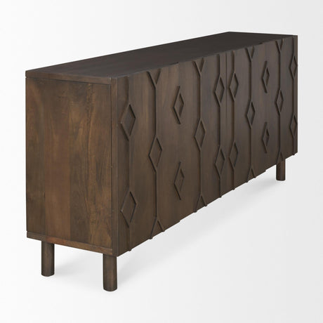 Mercana Heera Dark Brown Diamond Motif w/ Shelf Sideboard
