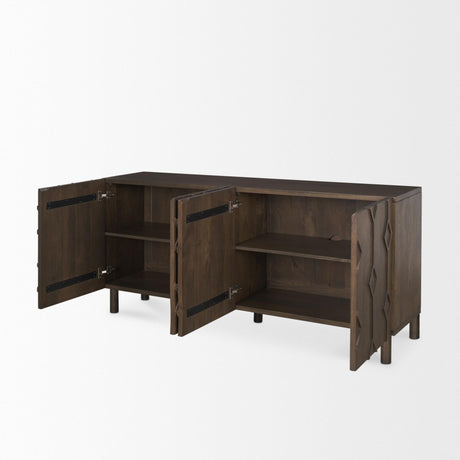 Mercana Heera Dark Brown Diamond Motif w/ Shelf Sideboard