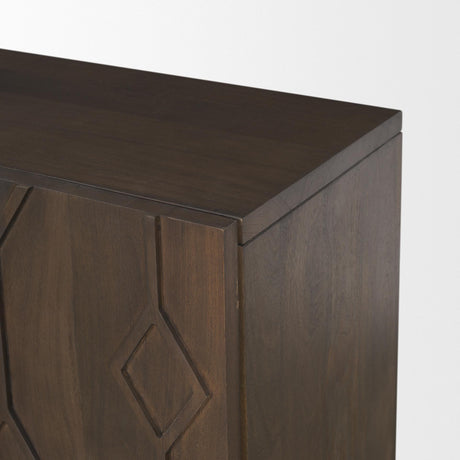 Mercana Heera Dark Brown Diamond Motif w/ Shelf Sideboard