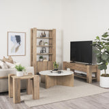 Mercana Bianca Light Brown Wood w/ Round Marble Top Coffee Table