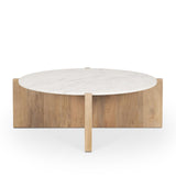 Mercana Bianca Light Brown Wood w/ Round Marble Top Coffee Table