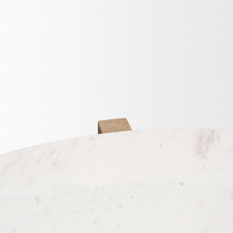 Mercana Bianca Light Brown Wood w/ Round Marble Top Coffee Table