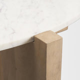 Mercana Bianca Light Brown Wood w/ Round Marble Top Coffee Table
