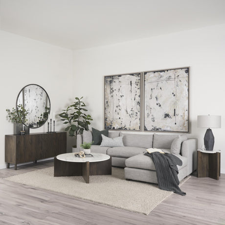 Mercana Bianca Dark Brown Wood w/ Marble Round Top Coffee Table