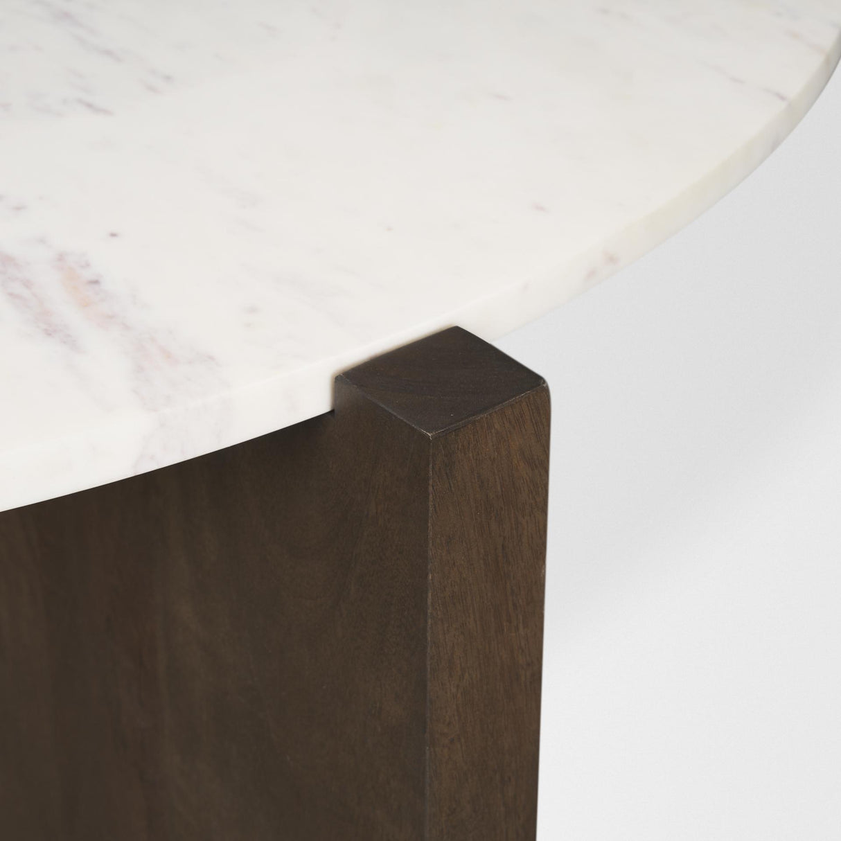 Mercana Bianca Dark Brown Wood w/ Marble Round Top Coffee Table