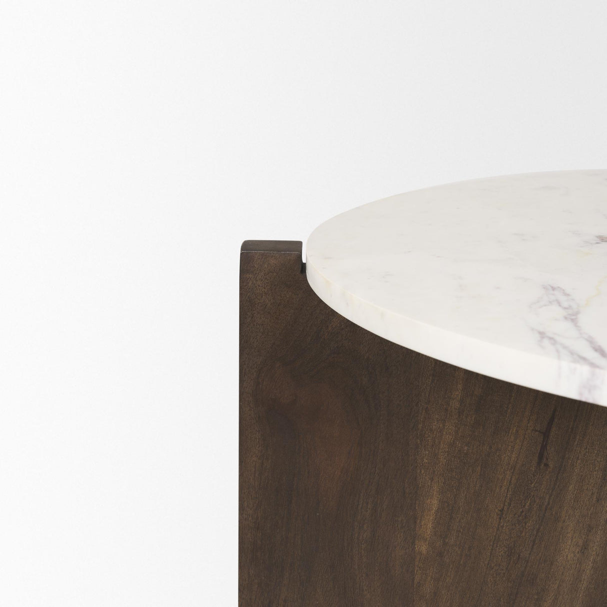 Mercana Bianca Dark Brown Wood w/ Marble Round Top Coffee Table