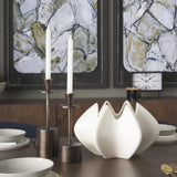 Mercana Petria Antiqued Gold Textured Metal Taper Candle Holders