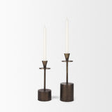 Mercana Petria Antiqued Gold Textured Metal Taper Candle Holders
