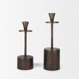 Mercana Petria Antiqued Gold Textured Metal Taper Candle Holders
