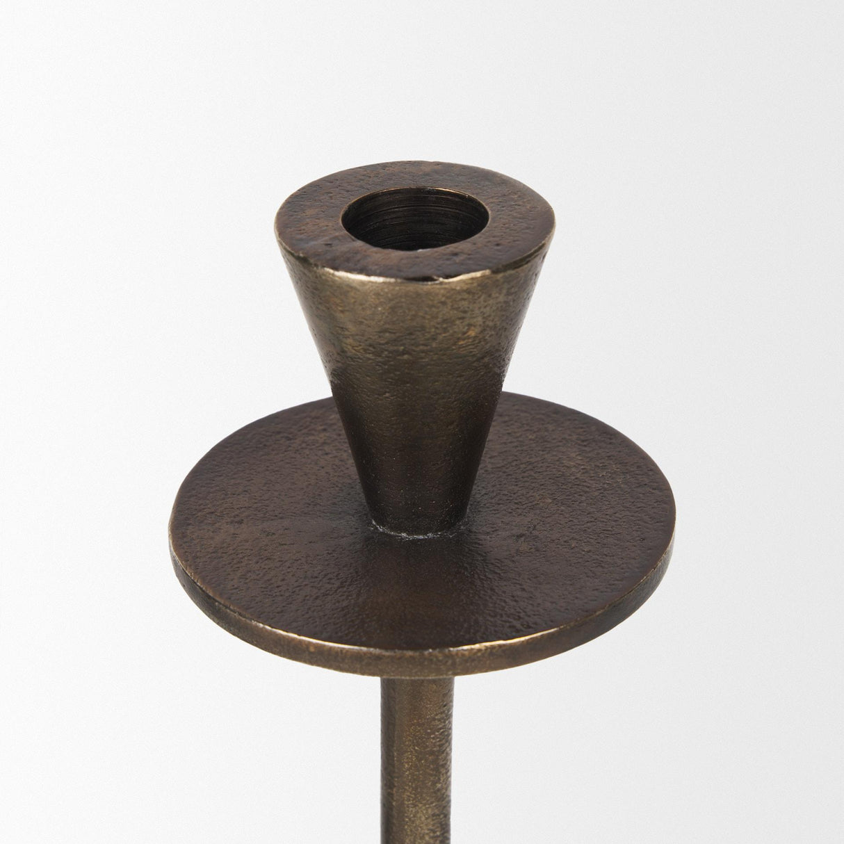 Mercana Petria Antiqued Gold Textured Metal Taper Candle Holders
