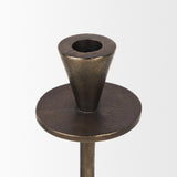 Mercana Petria Antiqued Gold Textured Metal Taper Candle Holders