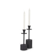Mercana Petria Matte Black Textured Metal Taper Candle Holders