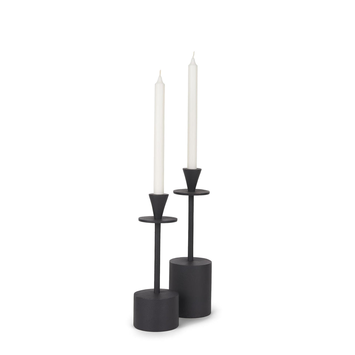 Mercana Petria Matte Black Textured Metal Taper Candle Holders