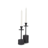 Mercana Petria Matte Black Textured Metal Taper Candle Holders