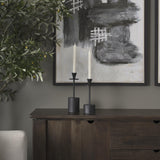Mercana Petria Matte Black Textured Metal Taper Candle Holders