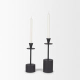 Mercana Petria Matte Black Textured Metal Taper Candle Holders
