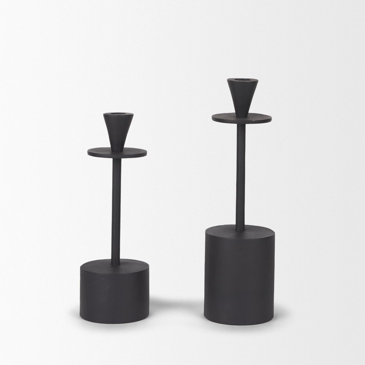 Mercana Petria Matte Black Textured Metal Taper Candle Holders