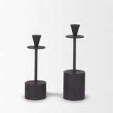 Mercana Petria Matte Black Textured Metal Taper Candle Holders