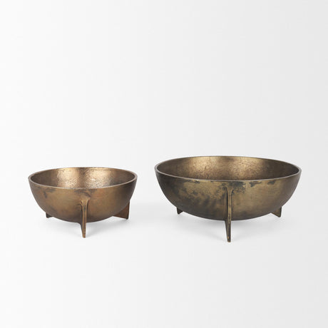 Mercana Quita Large Gold Metal Decorative Bowls (Set of 2)