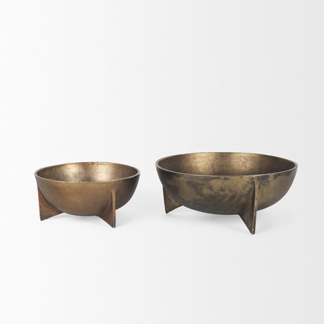 Mercana Quita Large Gold Metal Decorative Bowls (Set of 2)