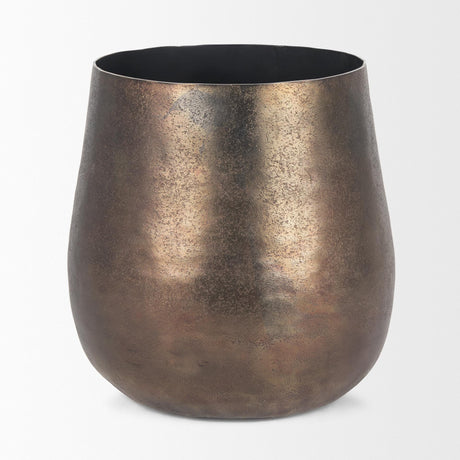 Mercana Quade Large Textured Gold Metal Planter
