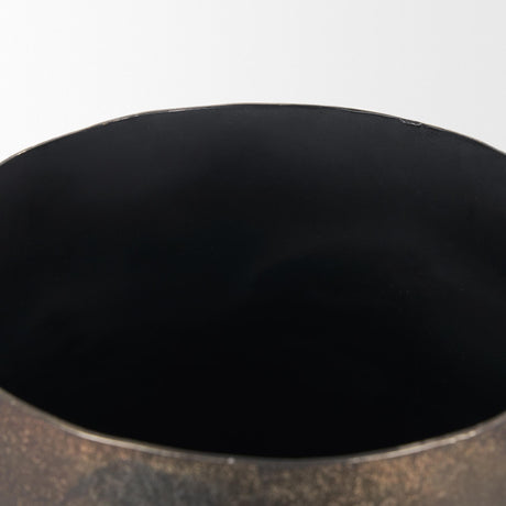 Mercana Quade Large Textured Gold Metal Planter