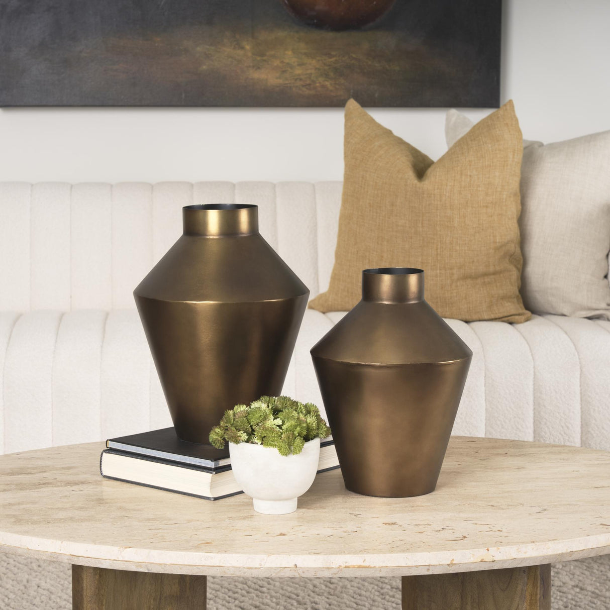 Mercana Perrin Small Brushed Gold Metal Decorative Vase