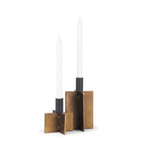 Mercana Pia Antiqued Gold w/ Black Metal Taper Candleholder (Set of 2)