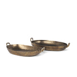 Mercana Pama Hammered Gold Metal Decorative Trays (Set of 2)