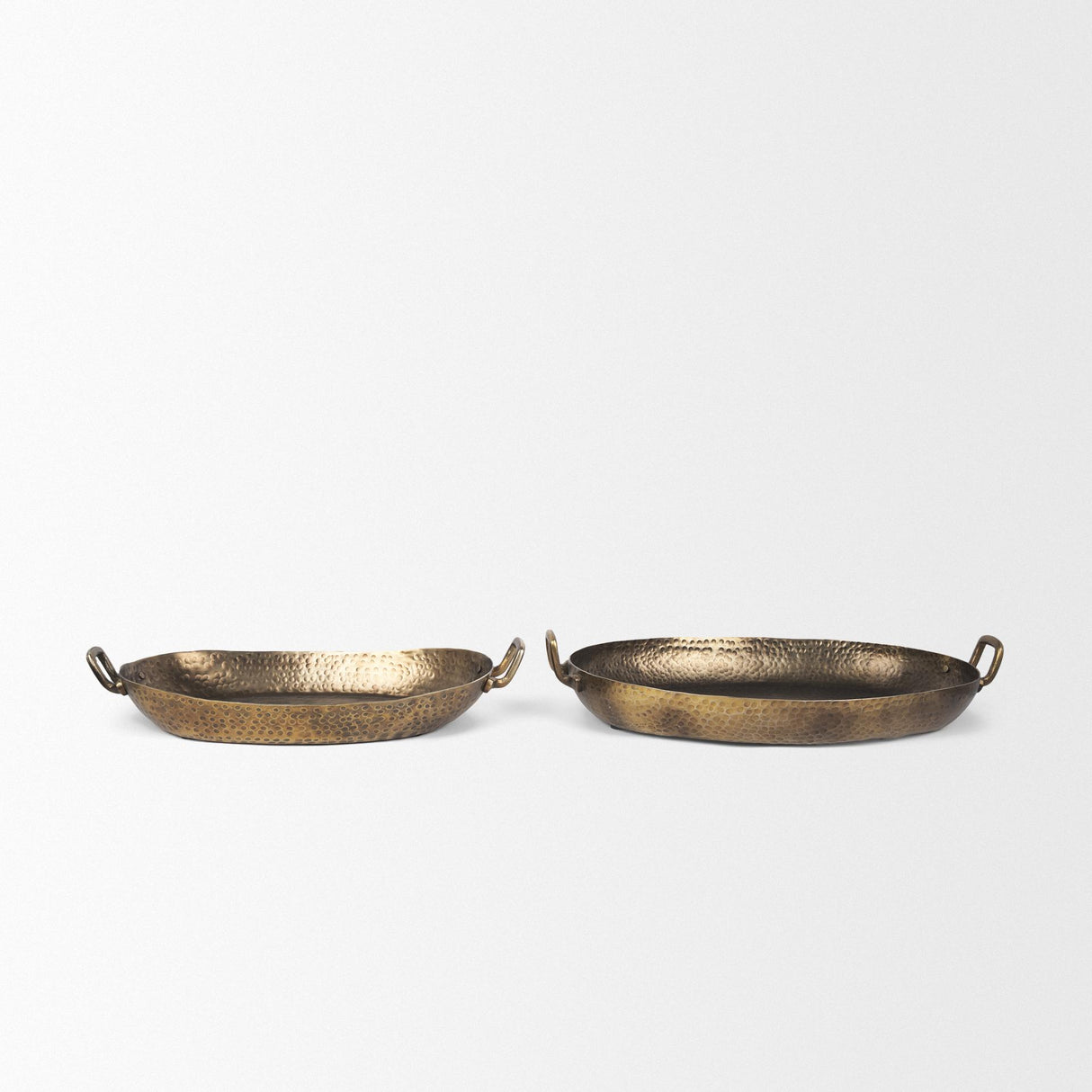 Mercana Pama Hammered Gold Metal Decorative Trays (Set of 2)